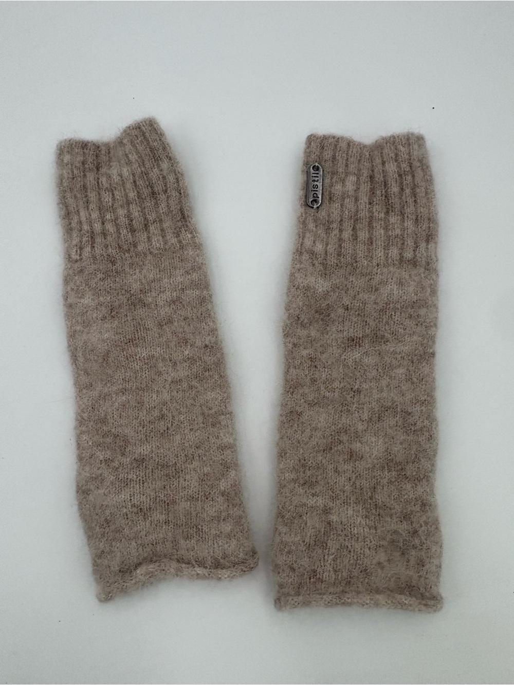 Pistil Fingerless Gloves Alpaca Merino Wool Beige Tan Knit Arm Warmers OS